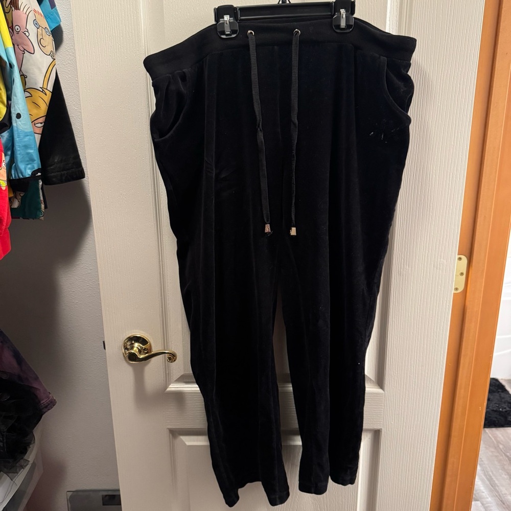 Kardashian Kurves Black Straight Leg Velour Pants